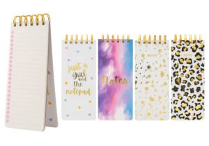 Taco De Notas 20X8.5Cm Con Espiral Superior Dorada