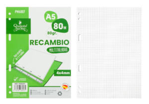 Recambio A5 80g/m2 80U cuadros 4x4 mm