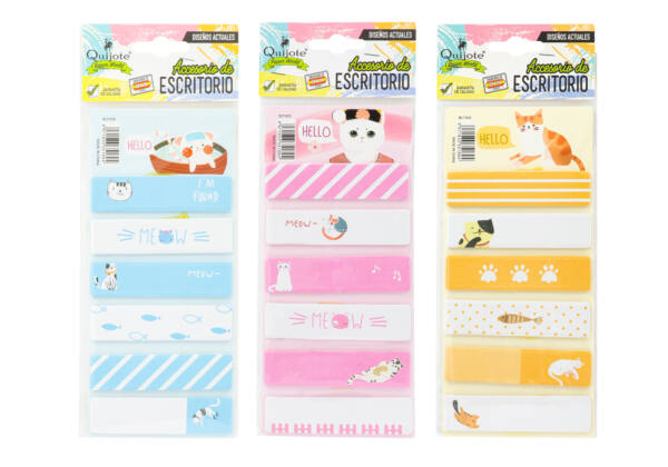 Set notas adhesivas diseño gato
