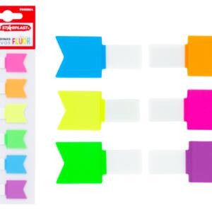 Separadores adhesivos flúor 6 colores forma bandera